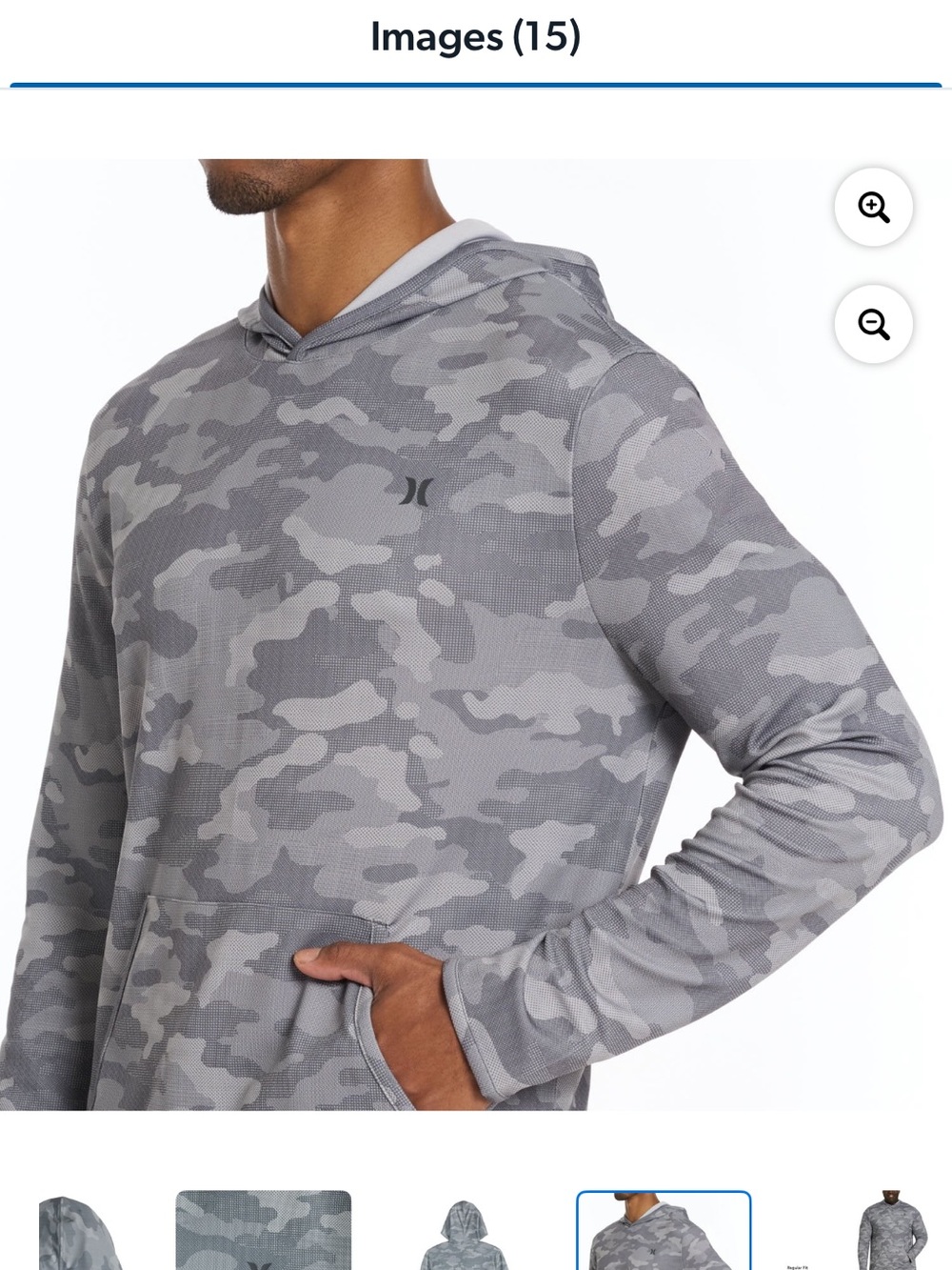 Hurley Men’s Gray Camo Hooded Rash Guard new no tags - Picture 2 of 3